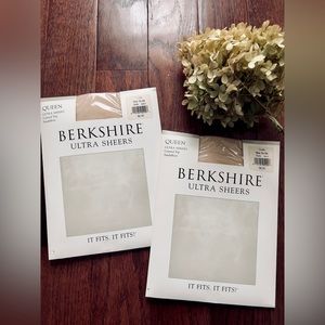 x2 Berkshire Ultra Sheer Hosiery Plus Sz 1X-2X Queen Nude Beige Control Top USA